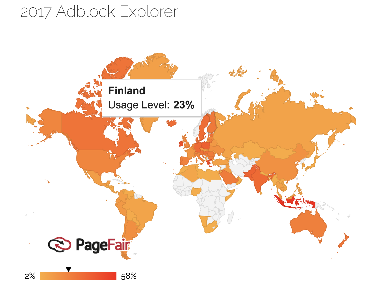 Adblockereiden käyttö Suomessa vuonna 2017